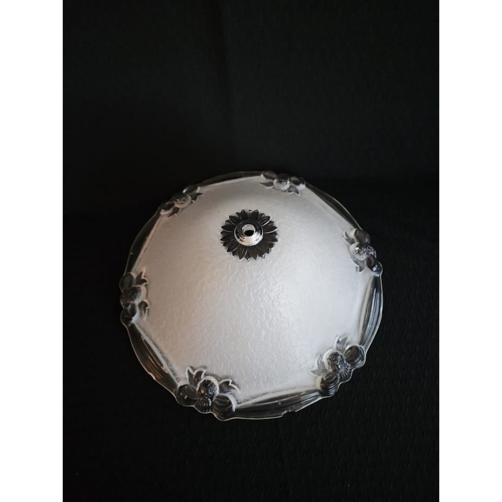 FROSTED  BOW ACCENT  DECO RETRO VINTAGE TEXTURED THICK GLASS CEILING SHADE 12"‎